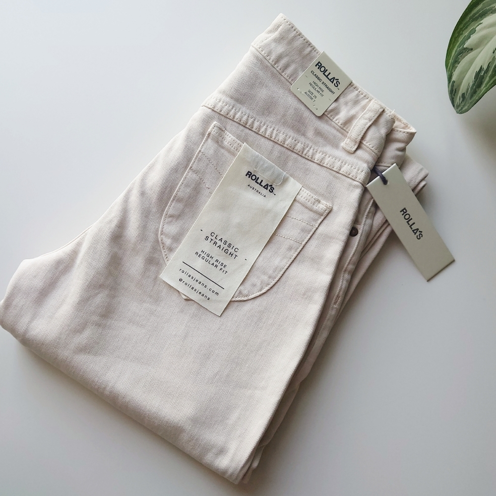 Rolla's Classic Straight Leg Jeans in Cream NEW - Picture 3 of 7